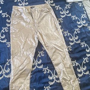 Express-Size 12 metallic silver skinny high rise